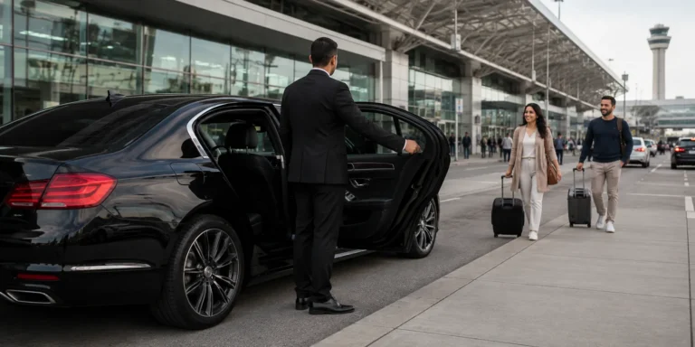 Black car cost waiting for passengers outside Toronto Pearson Airport